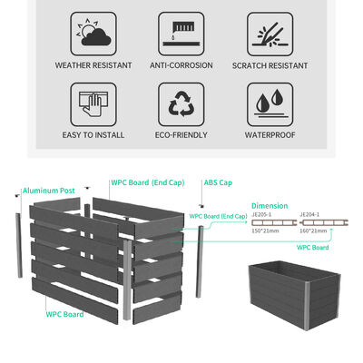 Hộp trồng giường vườn ngoài trời với vật liệu chống cháy chống nước thân thiện với môi trường cho việc trồng sân sau