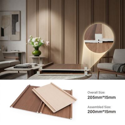 Thiết kế tường WPC nội thất hiện đại gỗ hạt phồng cho phòng khách và phòng ngủ