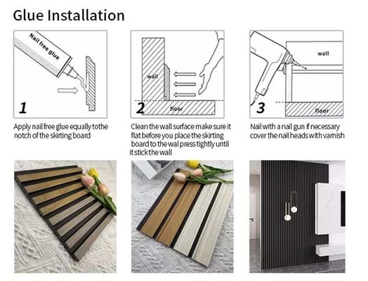 Tấm tường PS có rãnh cách âm chống thấm nước Lắp đặt dễ dàng Gỗ nhựa tổng hợp