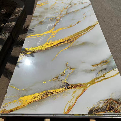 1220 * 2440mm 3D in kỹ thuật số UV đá cẩm thạch tấm UV cho TV tường trang trí bảng
